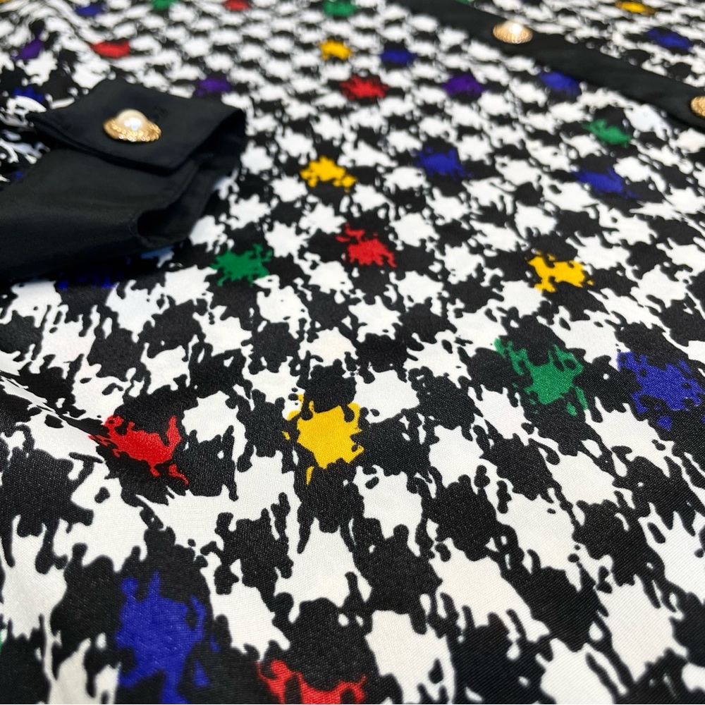 Vintage Impressions of California Colorful Houndstooth Button Down Blouse - Picture 7 of 14